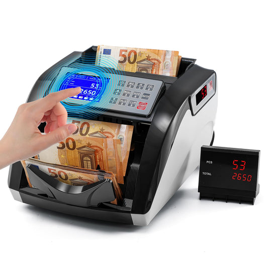 Notenfix Geldzählmaschine Wertzähler für sortierte Banknoten UV IR MG Falschgelderkennung 1000 Scheine min Touchscreen Geldzähler Mischbeträge nicht zählbar