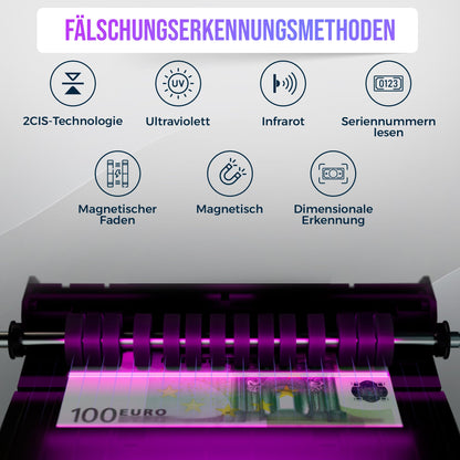 Notenfix MV-550 Geldzählmaschine für gemischte Geldscheine Falschgelddetektor UV MG IR 2CIS exakt EUR USD GBP SEK CHF Banknotenzähler