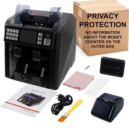 Notenfix MV-600 Banknotenzähler Bundle mit MPR-1 Drucker Banknotensortierer für gemischte Scheine UV MG IR 2CIS exakt EUR USD GBP SEK CHF