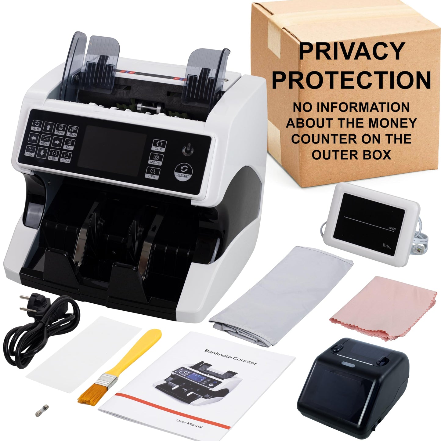 Notenfix MV-500 Geldzählmaschine Bundle mit MPR-1 Drucker UV MG IR 2CIS für gemischte Geldscheine EUR USD GBP Banknotenzähler Geldzähler