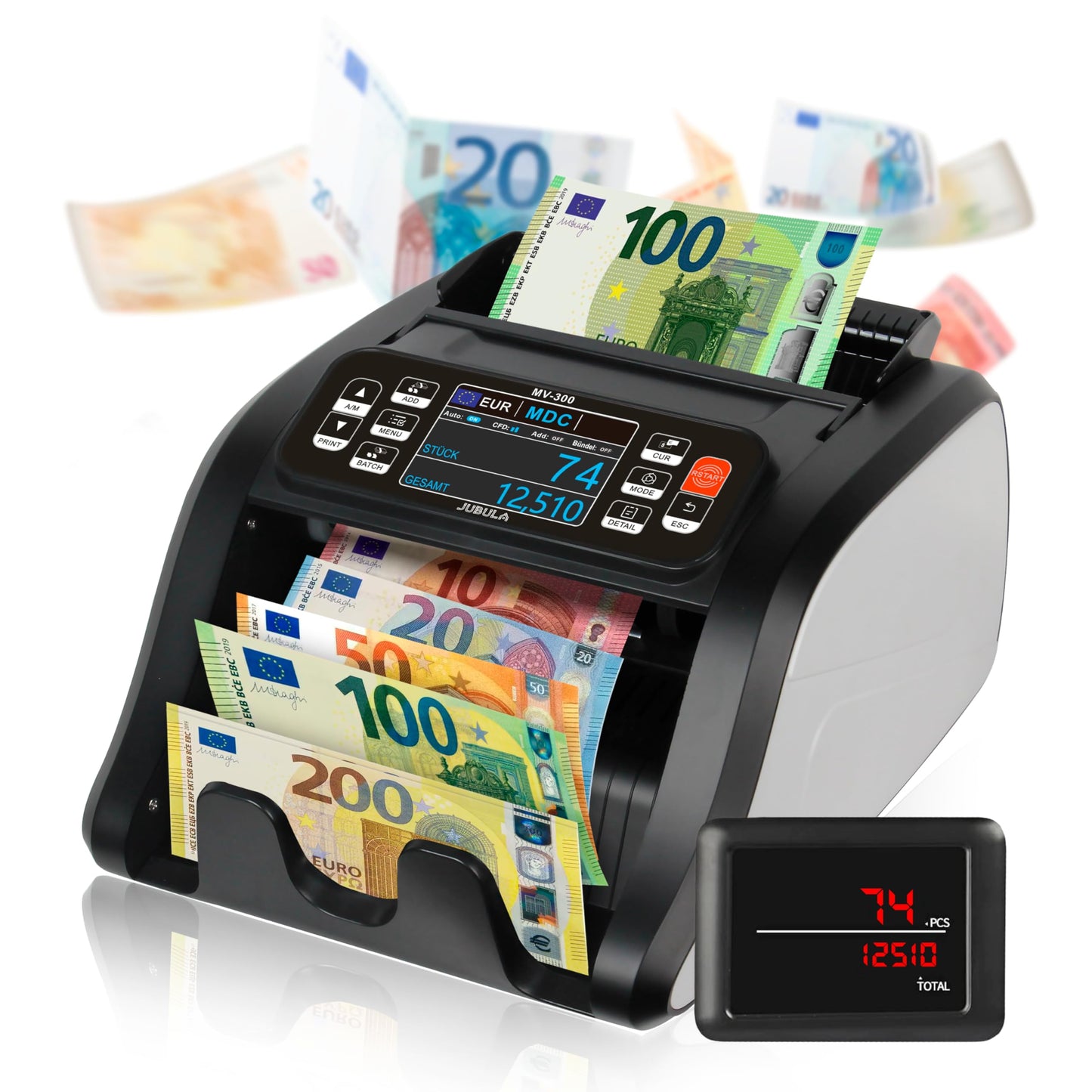 Notenfix MV-300 Geldzählmaschine für gemischte Geldscheine UV MG MT IR sicher exakt EUR USD GBP Banknotenzähler Geldzähler Banknotenzählmaschine